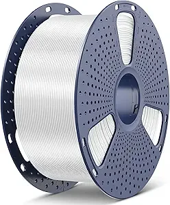 SUNLU SUNLU 3KG PLA+ Silk 3D Printer Filament, Large Spool(6.6lbs) Silk Filament, Dimensional Accuracy +/-, 3KG/1 Spool, White
