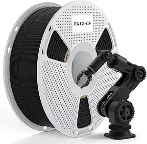 SUNLU SUNLU PA12-CF Carbon Fiber Nylon Filament - High Precision Engineering Filament with Excellent Wear & Oil Resistance, ± Accuracy, Heat-Resistant Spool 1KG (Black)