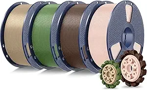 SUNLU SUNLU PLA+2.0 3D Printer Filament 4KG, Upgrade PLA+ Filament, Tougher and Stronger, Dimensional Accuracy +/-, 1KG per Spool, 4KG Total, Beige+Coffee Brown+Olive Green+Oak