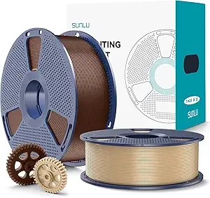 SUNLU SUNLU PLA+2.0 3D Printer Filament 2KG, Upgrade PLA+ Filament, Tougher and Stronger, Dimensional Accuracy +/-, 1KG per Spool, 2 Pack, 2KG Total, Oak+Coffee Brown