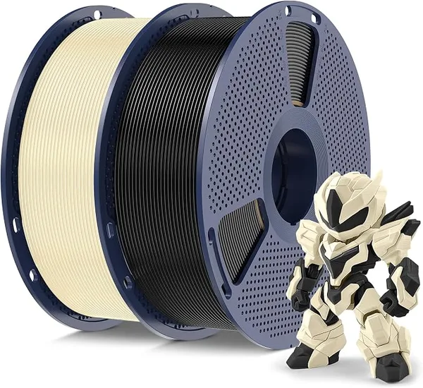 SUNLU SUNLU High Speed PLA Meta Filament, 2KG PLA 3D Printer Filament, Tougher Neatly Wound 3D Filament, Dimensional Accuracy +/-, 2kg Total, 1kg per Spool, Pack of 2, Black+Cream White