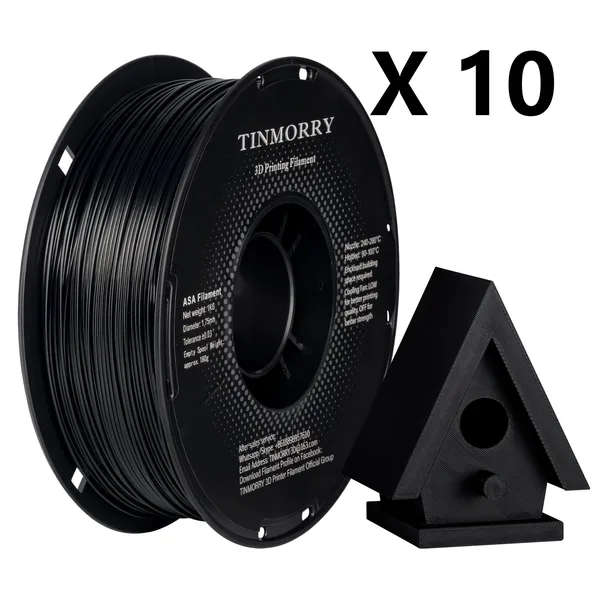 TinMorry 10 Rolls ASA 3D Printer Filament, 1 KG 1 Spool