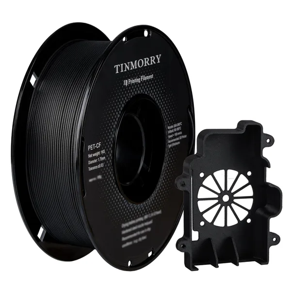 TinMorry Carbon Fiber PET 3D Printer Filament, 1 KG, Matte Black