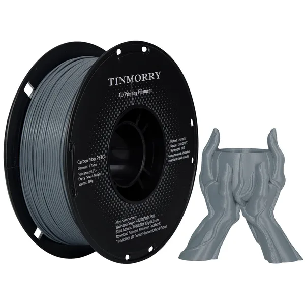 TinMorry Carbon Fiber PETG 3D Printer Filament, 1 KG, Marble Grey