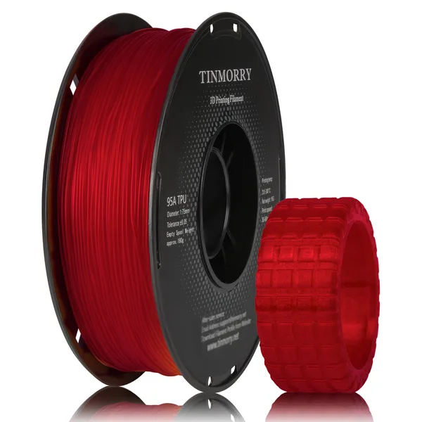 TinMorry 95A TPU 3D Printer Filament, 1 KG, Transparent Red