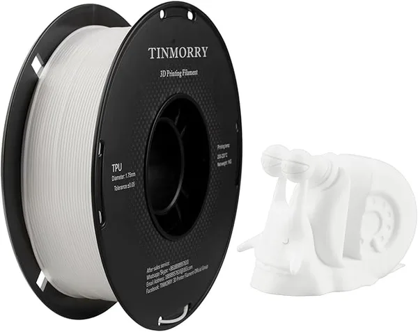 TinMorry 95A TPU 3D Printer Filament, 1 KG, White