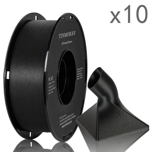 TinMorry 10 Rolls Glass Fiber PC 3D Printer Filament, 1 KG 1 Spool