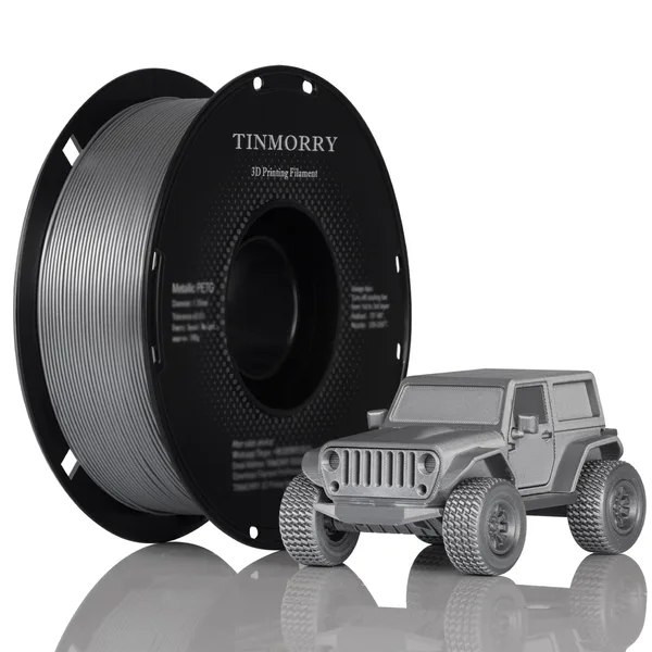 TinMorry Metallic PETG 3D Printer Filament, 1 KG, Metallic Silver