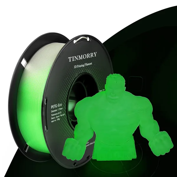 TinMorry Glowing PETG 3D Printer Filament, 1 KG, Glow Green
