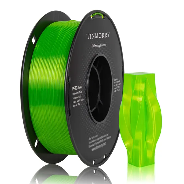 TinMorry Rapid PETG-Eco 3D Printer Filament, 1 KG, Transparent Green
