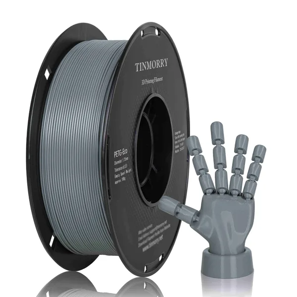 TinMorry Rapid PETG-Eco 3D Printer Filament, 1 KG, Grey