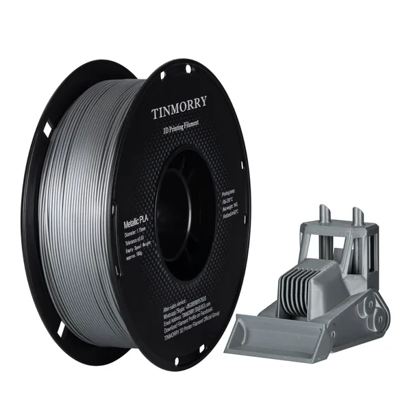 TinMorry Metallic PLA 3D Printer Filament, 1 KG, Metallic Silver