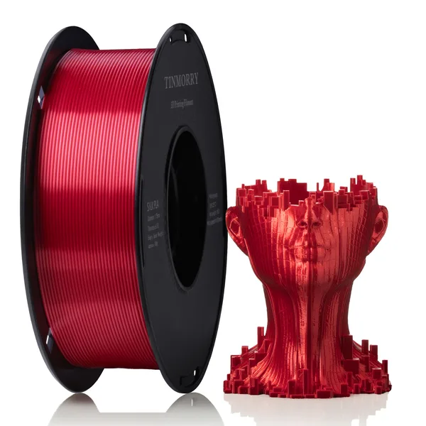 TinMorry Silk PLA 3D Printer Filament, 1 KG, Silk Red