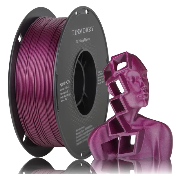 TinMorry Sparkly PETG 3D Printer Filament, 1 KG, Sparkly Magenta