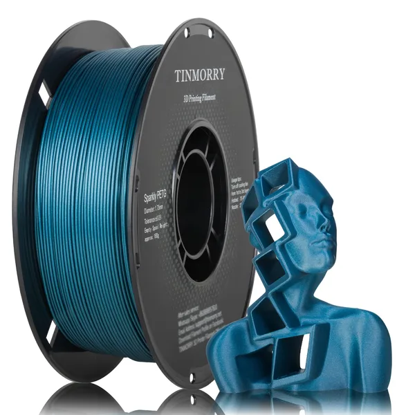 TinMorry Sparkly PETG 3D Printer Filament, 1 KG, Sparkly Cyan