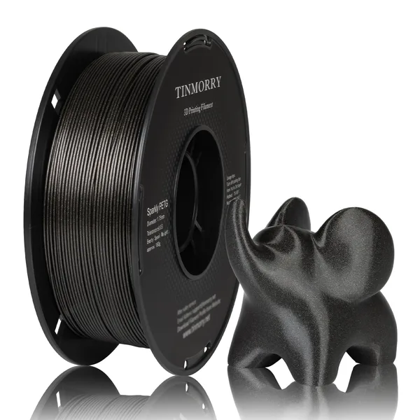 TinMorry Sparkly PETG 3D Printer Filament, 1 KG, Sparkly Black