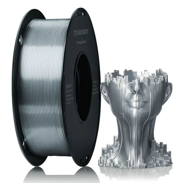 TinMorry Silk PLA 3D Printer Filament, 1 KG, Silk Silver
