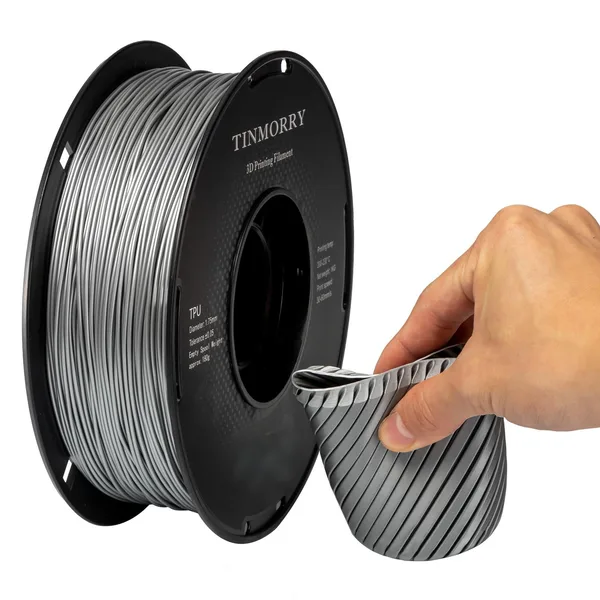 TinMorry 95A TPU 3D Printer Filament, 1 KG, Metallic Silver