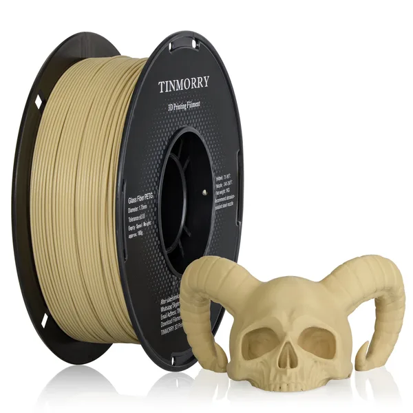 TinMorry Glass Fiber PETG 3D Printer Filament, 1 KG, Frosted Beige