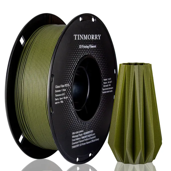 TinMorry Glass Fiber PETG 3D Printer Filament, 1 KG, Frosted Dark Green