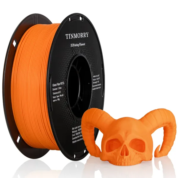 TinMorry Glass Fiber PETG 3D Printer Filament, 1 KG, Frosted Orange