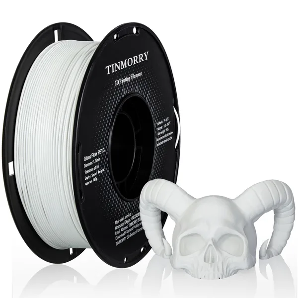 TinMorry Glass Fiber PETG 3D Printer Filament, 1 KG, Frosted White