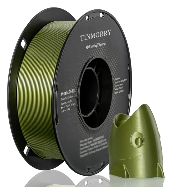 TinMorry Metallic PETG 3D Printer Filament, 1 KG, Metallic Green