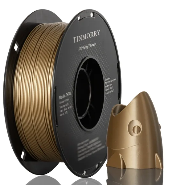 TinMorry Metallic PETG 3D Printer Filament, 1 KG, Metallic Champagne Gold