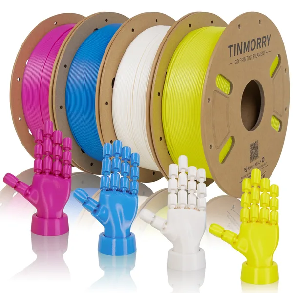 TinMorry 4 Rolls PETG-ECO Filament, 1 KG 1 Spool, Magenta+Jade White+Yellow+Blue