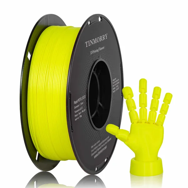 TinMorry Rapid PETG-Eco 3D Printer Filament, 1 KG, Fluorescent Yellow