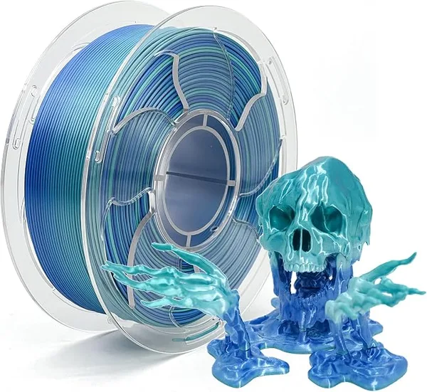 Toksen 3D Silk Gradient Rainbow Blue Green PLA Filament High Intensity 3D Printer Filament, Toughness Enhanced PLA 3D Printing Filament 1kg (2.2lbs) Spool Neatly Wound Fit Most FDM Printer