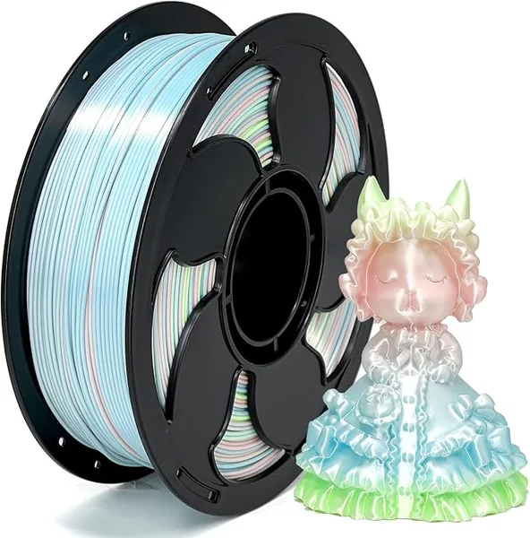 Toksen 3D PLA Filament Silk Gradient Rainbow Blue Elf for 3D Printer, 1kg (2.2lbs) Spool Neatly Wound Silk Gradient 3D Printing PLA Filament Rod Fit Most FDM Printer