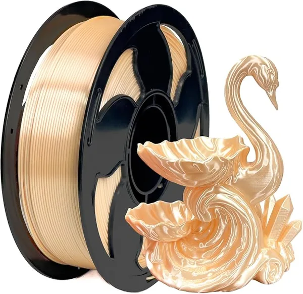 Toksen 3D PLA Filament Silk Skin Light Color Shiny Smooth Metal Metallic Surface Finish 3D Printer Filament, 1kg (2.2lbs) Spool Shiny Silk Skin PLA 3D Printing Filament