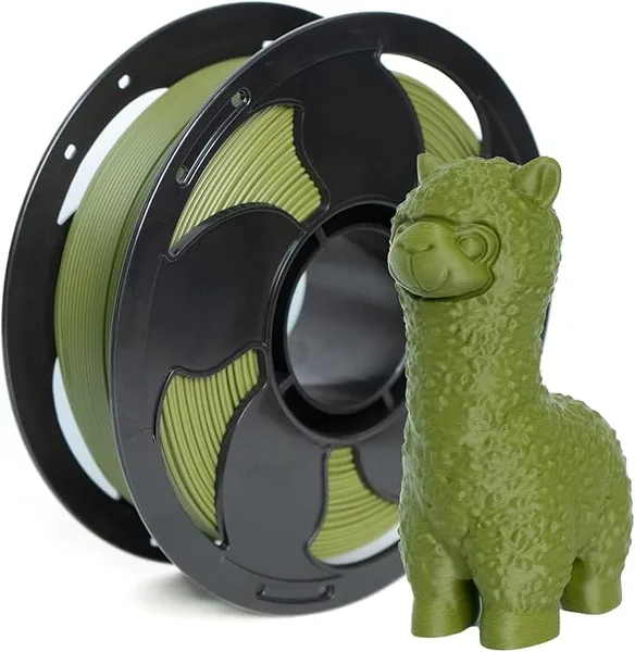 Toksen 3D Matte Army Olive Green PLA Filament High Speed/s 3D Printer Filament, 1kg (2.2lbs) Spool Easy 3D Printing Matte PLA Basic Filament Perfectly Hide The Layer Line Fit AMS