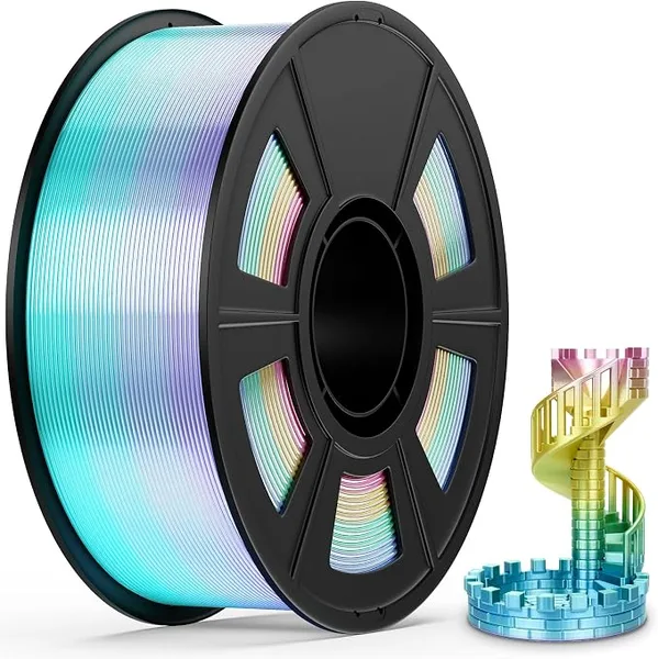 uJoyBio Silk PLA Filament, Silk Rainbow 3D Printer Filament, Fast Color Change Each 8 Meters, Individually Vacuum Packed, 1KG Spool Macaron Rainbow