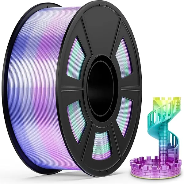uJoyBio Silk PLA Filament, Silk Rainbow 3D Printer Filament, Fast Color Change Each 8 Meters, Individually Vacuum Packed, 1KG Spool, 1kg Colorful Rainbow