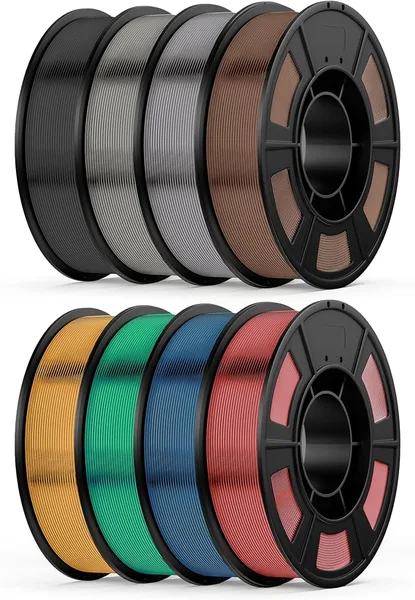uJoyBio Metallic PLA Filament 1.75mmm, Metal-Like Shiny 3D Printer Filament, Metallic Silk 3D Filament, Compatible with Most FDM 3D Printers, 0.25KG Metal Silk, 8 Rolls