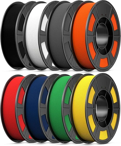 uJoyBio 8 Color Bundle Hyper PLA+ 3D Printer Filament, Multicolor PLA+ Filament, Individually Vacuum Packed, 0.25kg per Spool, 8 Pack (Black+Jade White+Grey+Orange+Red+Dark Blue+Green+Yellow)