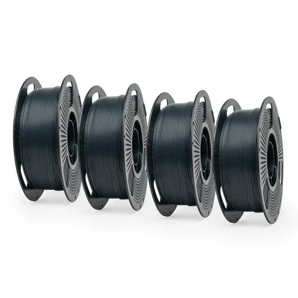 Unveil Form Matte Black - Unveil Form Matte PLA Filament 4-Pack (4 × 1kg), With Spools -