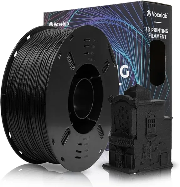 VOXEL VOXELAB Carbon Fiber ASA Filament,UV/Rain/Heat Resistant Tough 3D Printer Filament, ASA CF Great for Printing Outdoor Functional Mechanical Parts, 1kg Spool (2.2lbs), Carbon Fiber Black