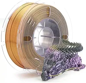VOXEL VOXELAB Silk Tri-Color PLA Filament for 3D Printer, Rainbow Multicolor Silk PLA 1KG (2.2lbs) Spool, High Precision +/-, Smooth & Shiny 3D Printing Filament,Purple Gold Black