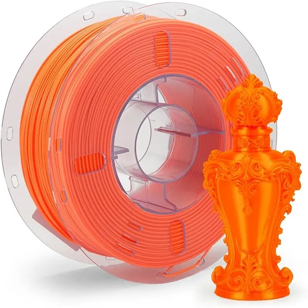 VOXEL VOXELAB Silk+ PLA Filament, Shiny Chrome-Like Finish with Enhanced Layer Adhesion, 1kg (2.2lbs) for Most FDM 3D Printers, Smooth & Flawless Printing(Orange)
