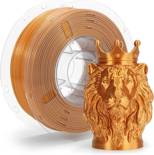 VOXEL VOXELAB Silk+ PLA Filament, Shiny Chrome-Like Finish with Enhanced Layer Adhesion, 1kg (2.2lbs) for Most FDM 3D Printers, Smooth & Flawless Printing(Gold)
