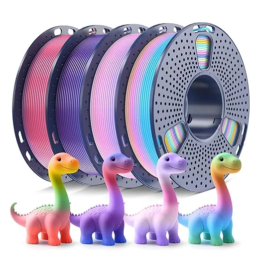 Yoopai 250g Rainbow PLA Filament Bundle, SUNLU 3D Printer Filament Neatly Wound, Fast Color Change Each 8 Meters, 250g Spool, 4 Rolls, Rainbow 01-04