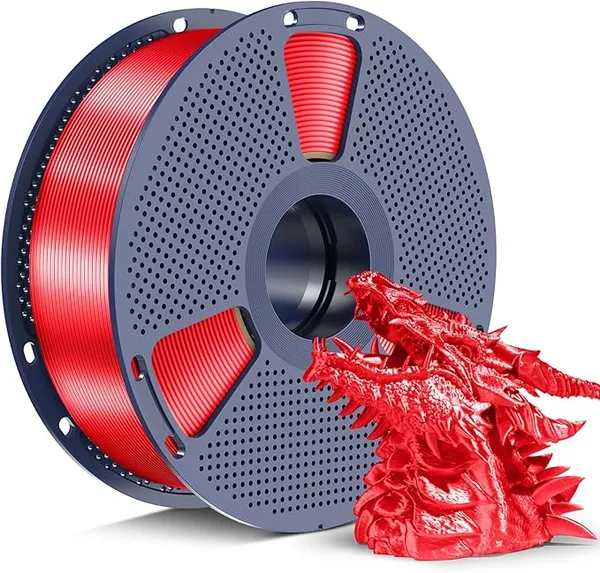 Yoopai SUNLU Silk PLA+ Filament, Chrome Like Gloss Finish, Smooth Silk Texture, Upgraded Formula for Stable Printing, 1kg(2.2lbs) PLA Plus 3D Printer Filament, Red