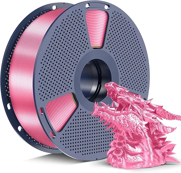 Yoopai SUNLU Silk PLA+ Filament, Chrome Like Gloss Finish, Smooth Silk Texture, Upgraded Formula for Stable Printing, 1kg(2.2lbs) PLA Plus 3D Printer Filament, Pink