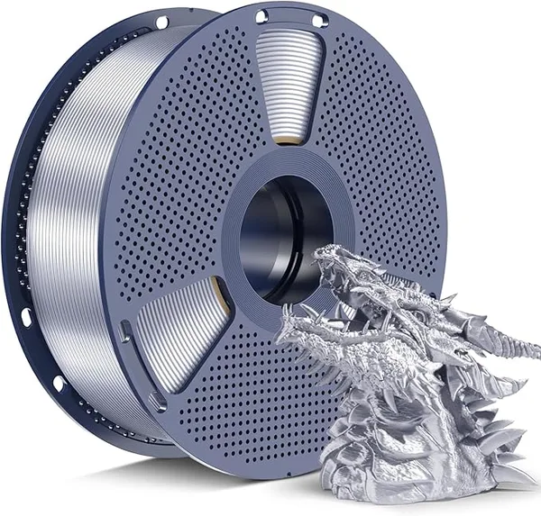 Yoopai SUNLU Silk PLA+ Filament, Chrome Like Gloss Finish, Smooth Silk Texture, Upgraded Formula for Stable Printing, 1kg(2.2lbs) PLA Plus 3D Printer Filament, Silver