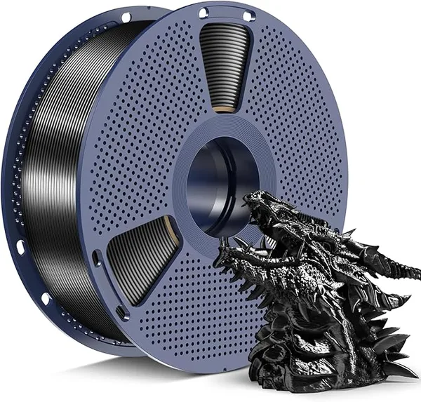 Yoopai SUNLU Silk PLA+ Filament, Chrome Like Gloss Finish, Smooth Silk Texture, Upgraded Formula for Stable Printing, 1kg(2.2lbs) PLA Plus 3D Printer Filament, Black