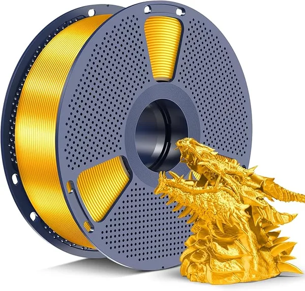 Yoopai SUNLU Silk PLA+ Filament, Chrome Like Gloss Finish, Smooth Silk Texture, Upgraded Formula for Stable Printing, 1kg(2.2lbs) PLA Plus 3D Printer Filament, Gold