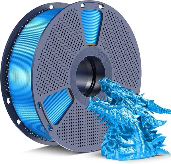 Yoopai SUNLU Silk PLA+ Filament, Chrome Like Gloss Finish, Smooth Silk Texture, Upgraded Formula for Stable Printing, 1kg(2.2lbs) PLA Plus 3D Printer Filament, Blue